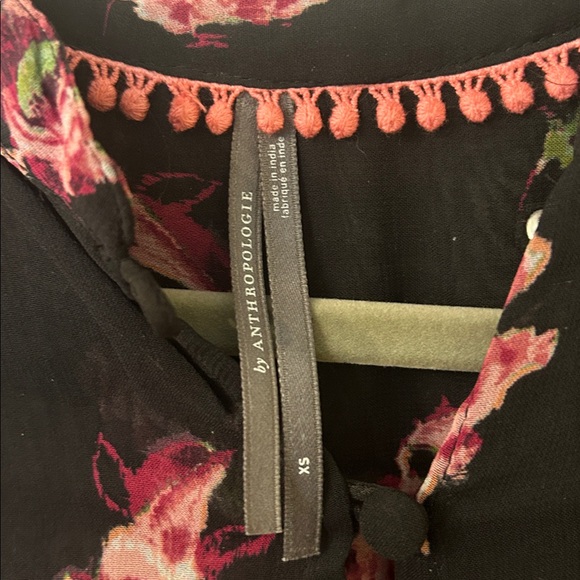 Anthropologie Black and Pink Floral Blouse - Picture 3 of 3